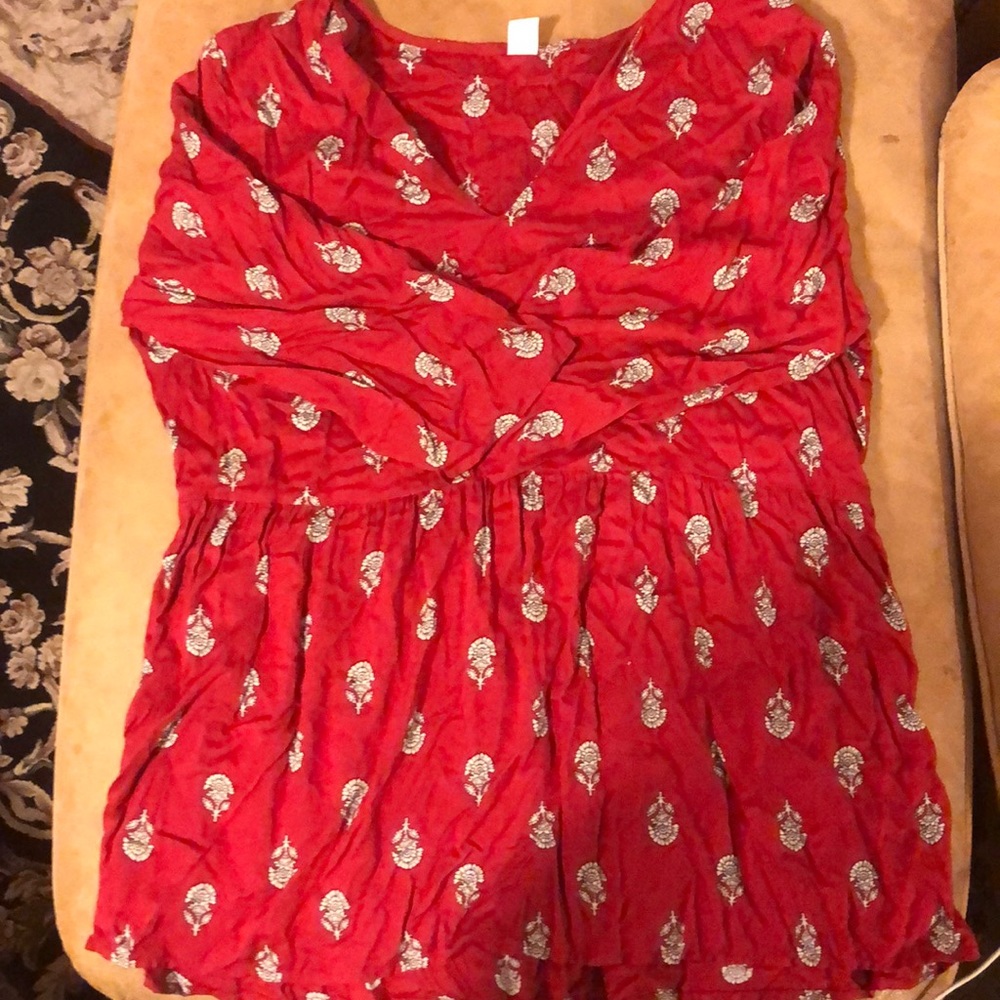 Red Print Blouse